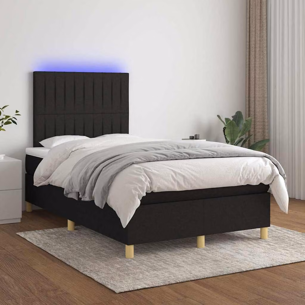 Letto a molle con materasso e illuminazione LED vidaXL in tessuto nero L/P/H: 200 x 120 x 33 cm – 1