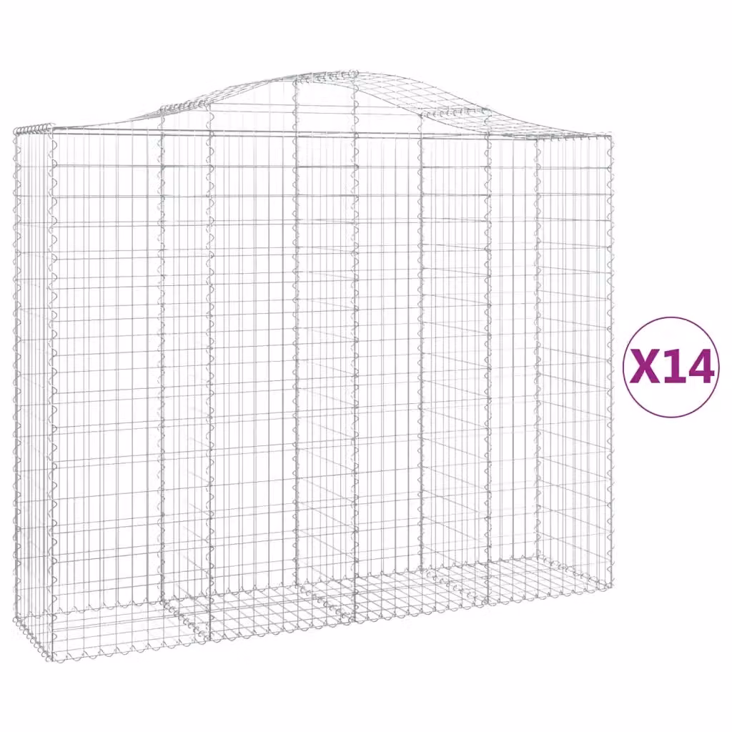 Set di 14 Cesti Gabbioni ad Arco Videx in Acciaio Zincato Colore Argento L/P/H: 200 x 50 x 160/180 cm – 2