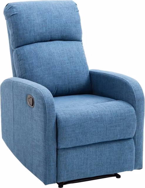 Poltrona Relax Reclinabile Manuale con Poggiapiedi ¨C Xylo ¨C Tessuto Lino Blu 67x83x107cm