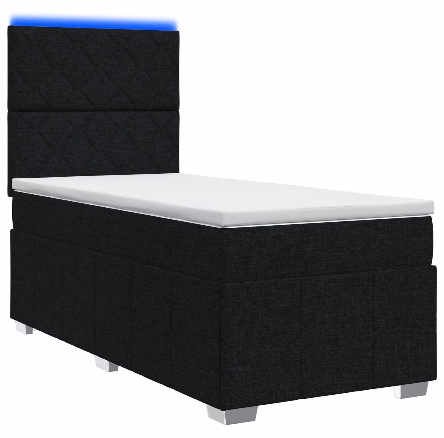 Letto boxspring LED con materasso nero 90 x 200 cm Tessuto