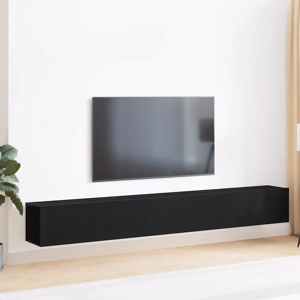 Set mobile TV moderno vidaXL in 3 pezzi, Rovere e Nero, in legno ingegnerizzato L/P/H: 80 x 30 x 30 cm