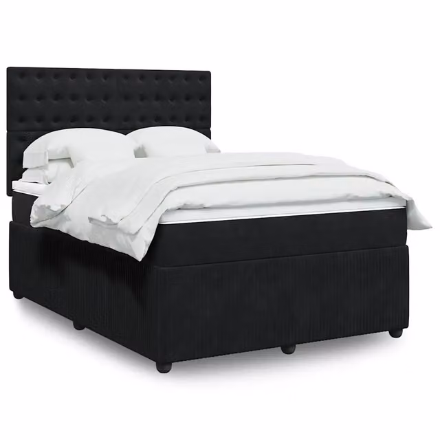 Letto Ibrido con Materasso in Velluto Nero vidaXL L/P: 140 x 200 cm – 1