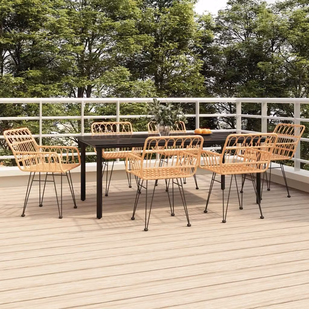 Maison Exclusive - Set da pranzo da giardino in rattan sintetico, 7 pezzi