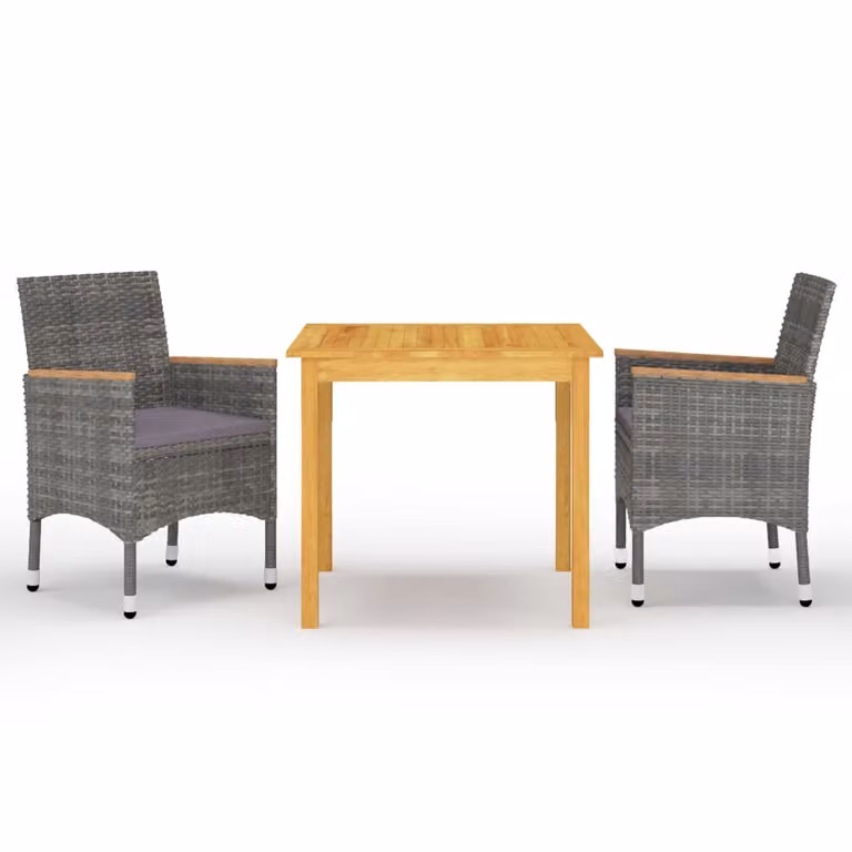 vidaXL set da pranzo da giardino 3 pezzi grigio