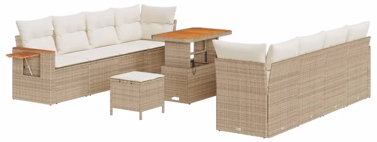 Set Divano da Giardino 11 pcs Beige polyrattan