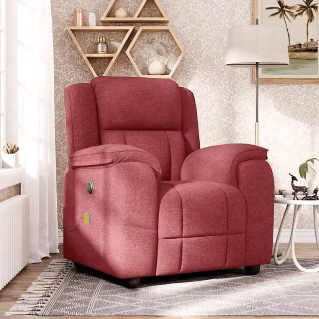 Poltrona Reclinabile Relax vidaXL in Tessuto Rosso con Braccioli
