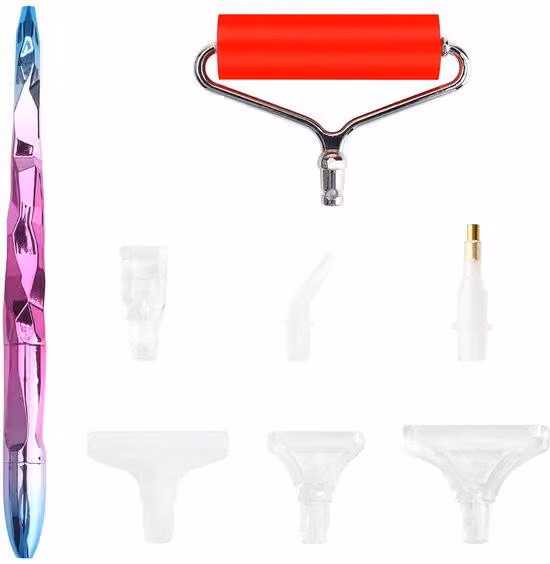 Set di attrezzi per il diamond painting con punta in metallo, punta da trapano a 6 fori e punte di ricambio per kit fai da te di diamond painting
