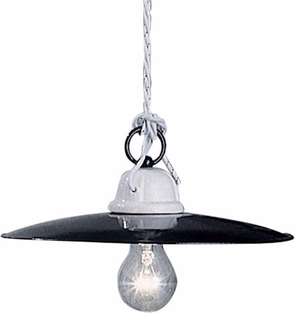 Lampadario a sospensione Industrial Ferroluce in metallo e ceramica nero Diametro: 35 cm, 1 Luce E27