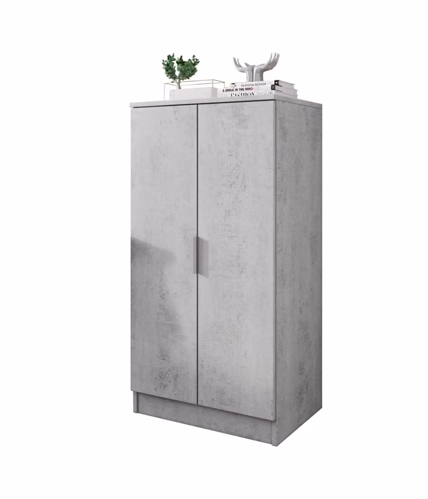 Scarpiera DMORA Vidracco con ante a battente e ripiani interni, colore bianco opaco, L: 55 cm, P: 40 cm, H: 108 cm – 2