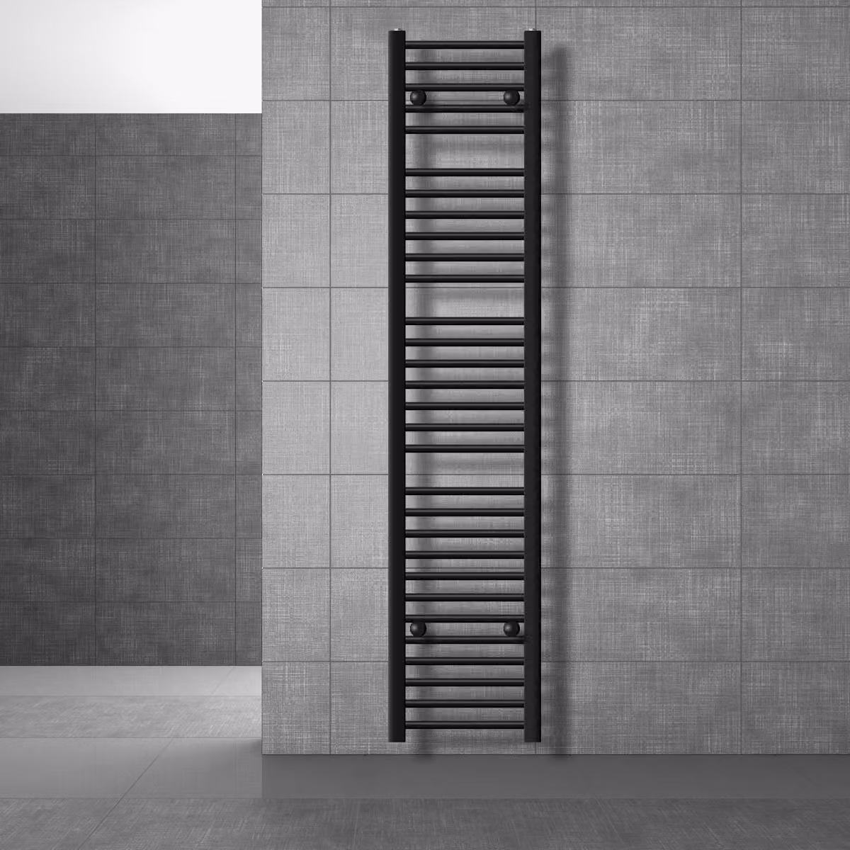 LuxeBath Radiatore da bagno Sahara 300x1800 mm Nero dritto con attacco laterale, radiatore di design scaldasalviette bagno asciugamani, senza resistenza elettrica