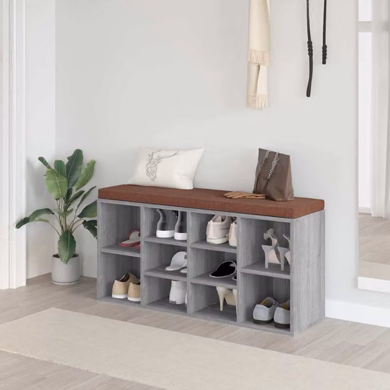 Scarpiera moderna vidaXL in legno e MDF grigia L: 103 cm, P: 30 cm, H: 48 cm