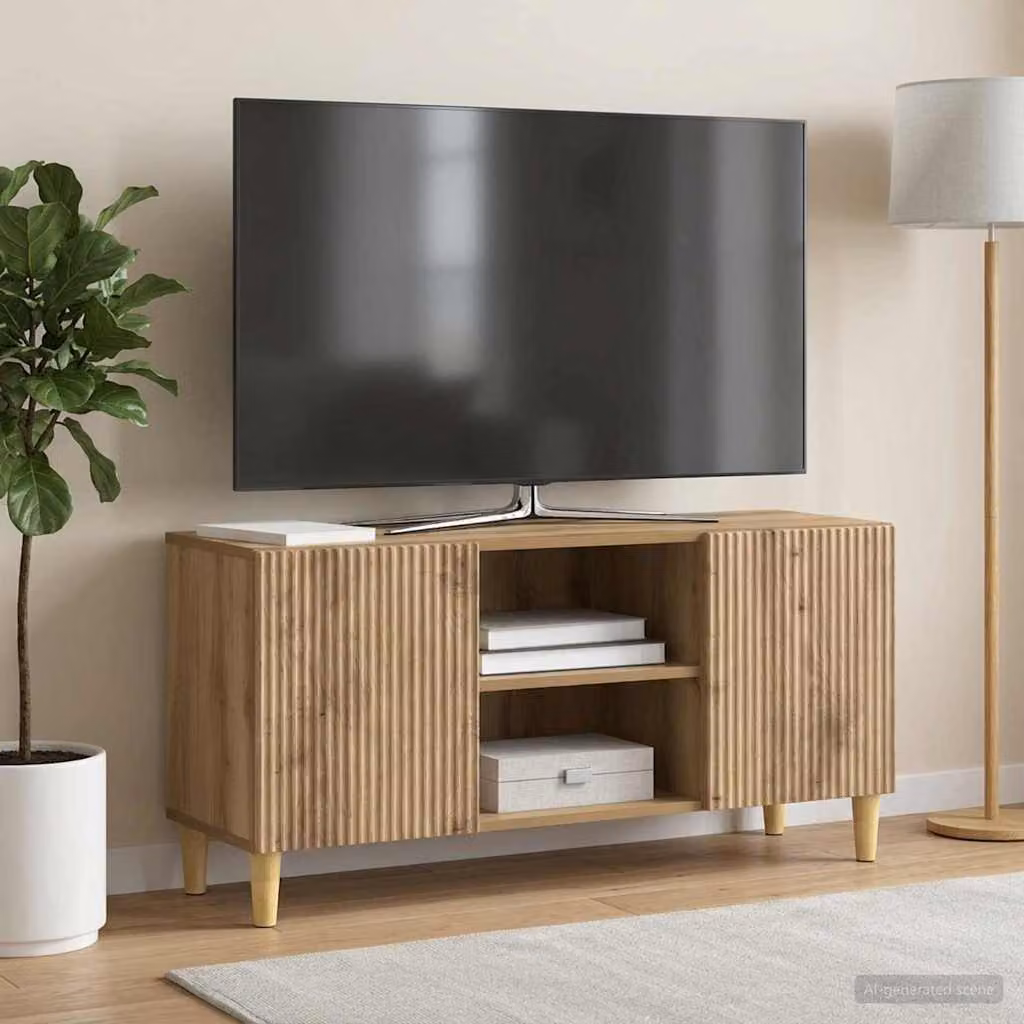 Mobile TV vidaXL in Rovere Artigianale Marrone con Ruote L 102 x P 34,5 x H 50 cm