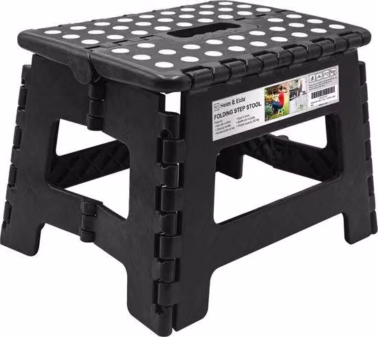 Unyqoos®: sgabello pieghevole – poggiapiedi portatile e antiscivolo, resistente fino a 110 kg, dimensioni 30 x 22 x 23 cm, leggero, salvaspazio, realizzato con materiali durevoli