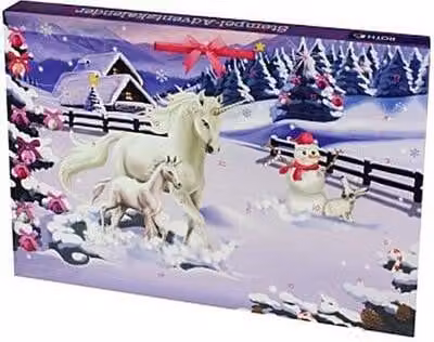 Calendario dell'Avvento con timbri: "Unicorno in inverno"