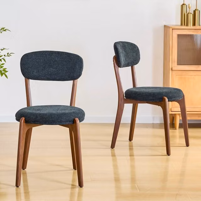Sedie da Pranzo Set 2 Pezzi ¨C MINIMAL ¨C Tessuto Lino, Imbottite, Stile Moderno per Sala e Cucina