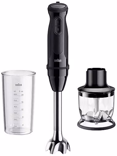 Frullatore ad immersione Braun MultiQuick 3 MQ.30201M con tritatutto, 900W, Nero