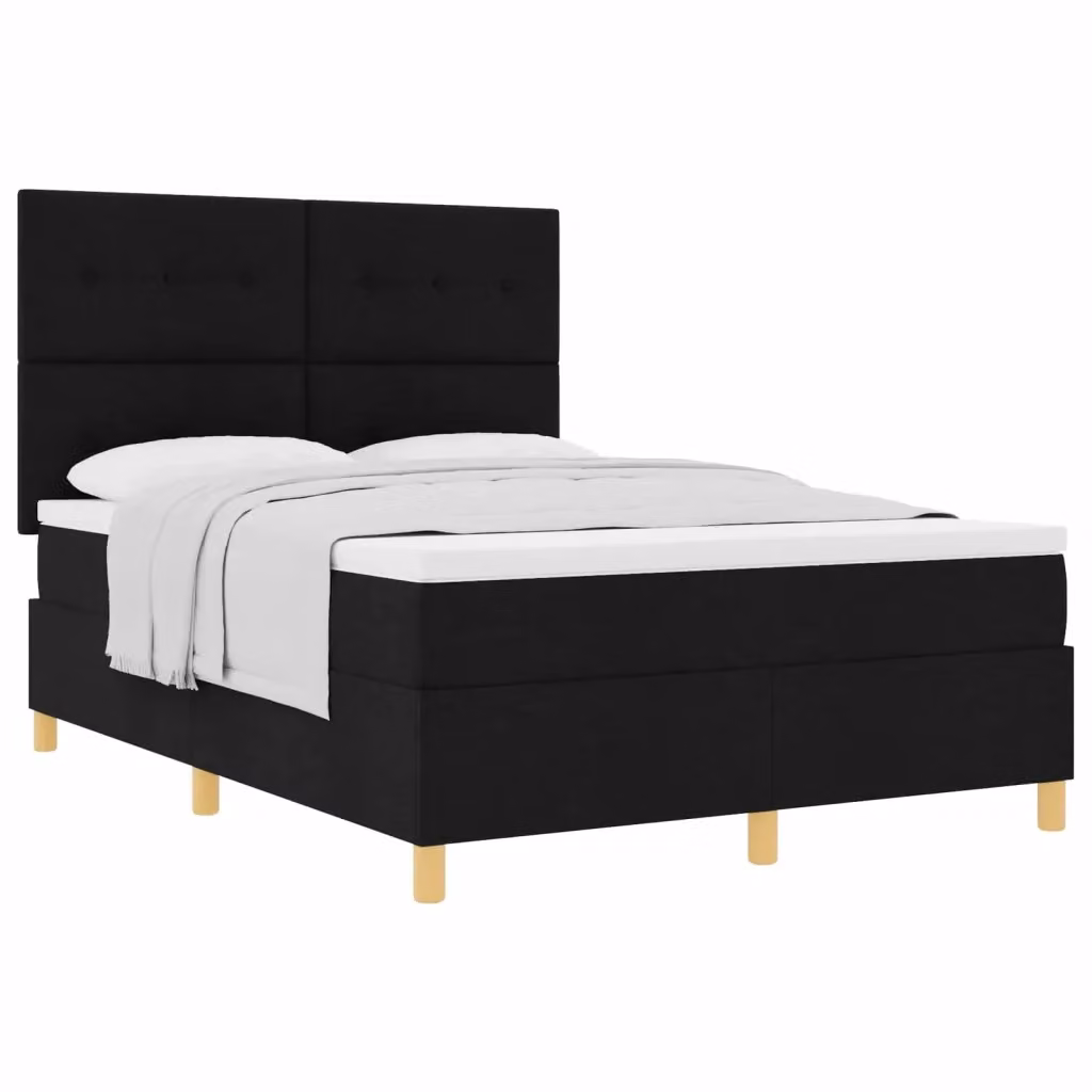 Letto a molle con testiera vidaXL in tessuto nero L 160 x P 200 cm – 2