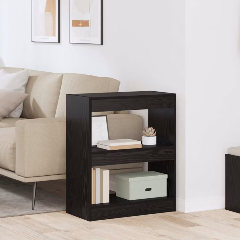 Armadio per libri vidaXL a 2 livelli in stile moderno, Rovere e Nero, L: 60 cm, P: 30 cm, H: 72 cm