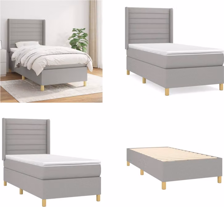 vidaXL Letto boxspring con materasso in tessuto grigio chiaro 80x200 cm - Letto boxspring - Boxspringbetten - Bett - Schlafzimmermöbel