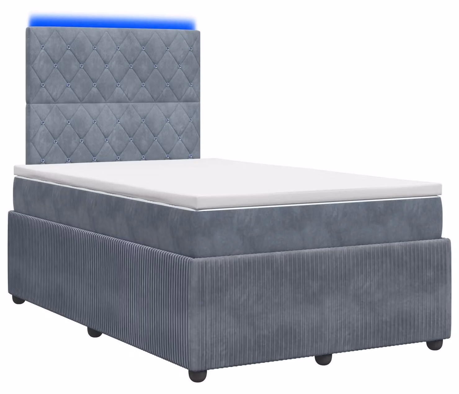 Letto boxspring LED con materasso grigio scuro 120 x 190 cm velluto