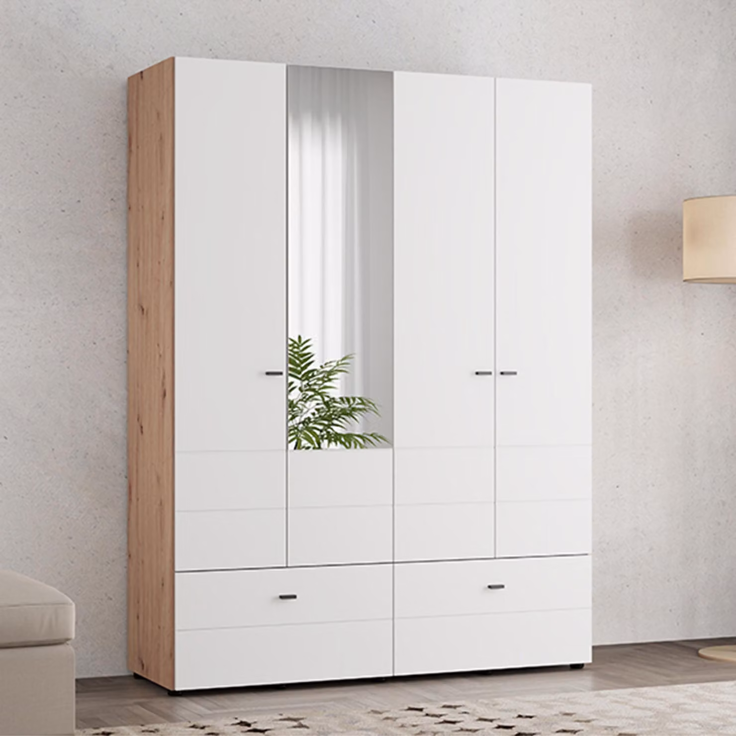 Spigno - Guardaroba Grande, 155x208h cm Bianco Opaco, 2 Ripiani