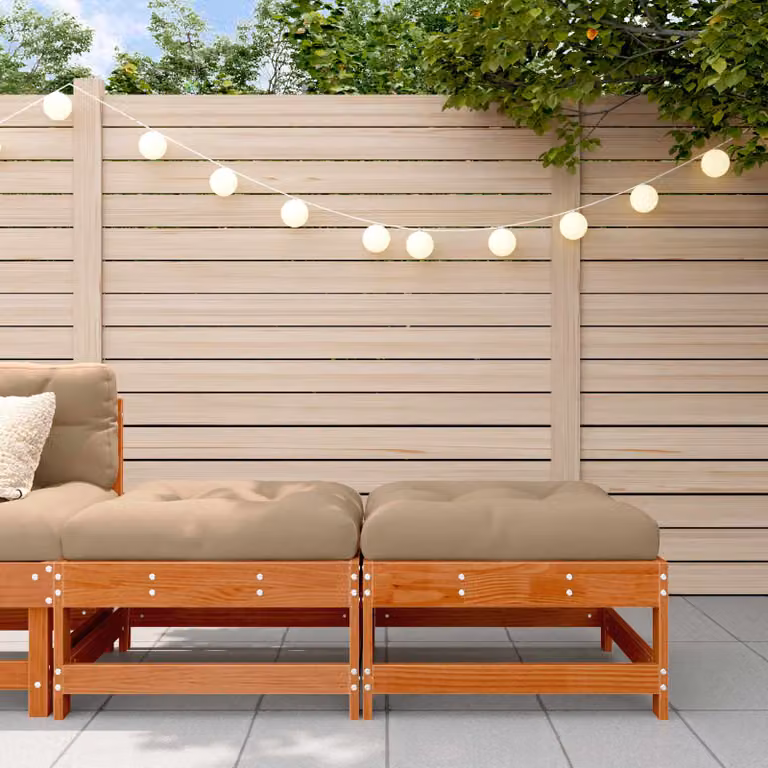 vidaXL Poggiapiedi da Giardino in Legno di Pino Marrone Cerato L: 62 cm, P: 32 cm, H: 32 cm