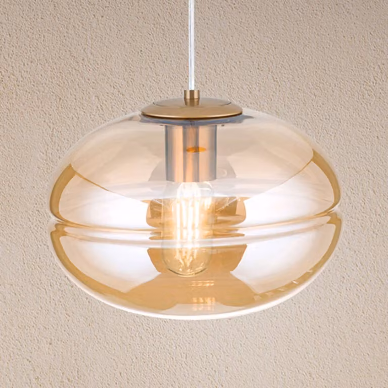 ORION Lampada a sospensione in vetro Richard, dimmerabile, Ottone / Oro, Soggiorno / Sala da pranzo, Metallo, Moderno, Lampada a sospensione