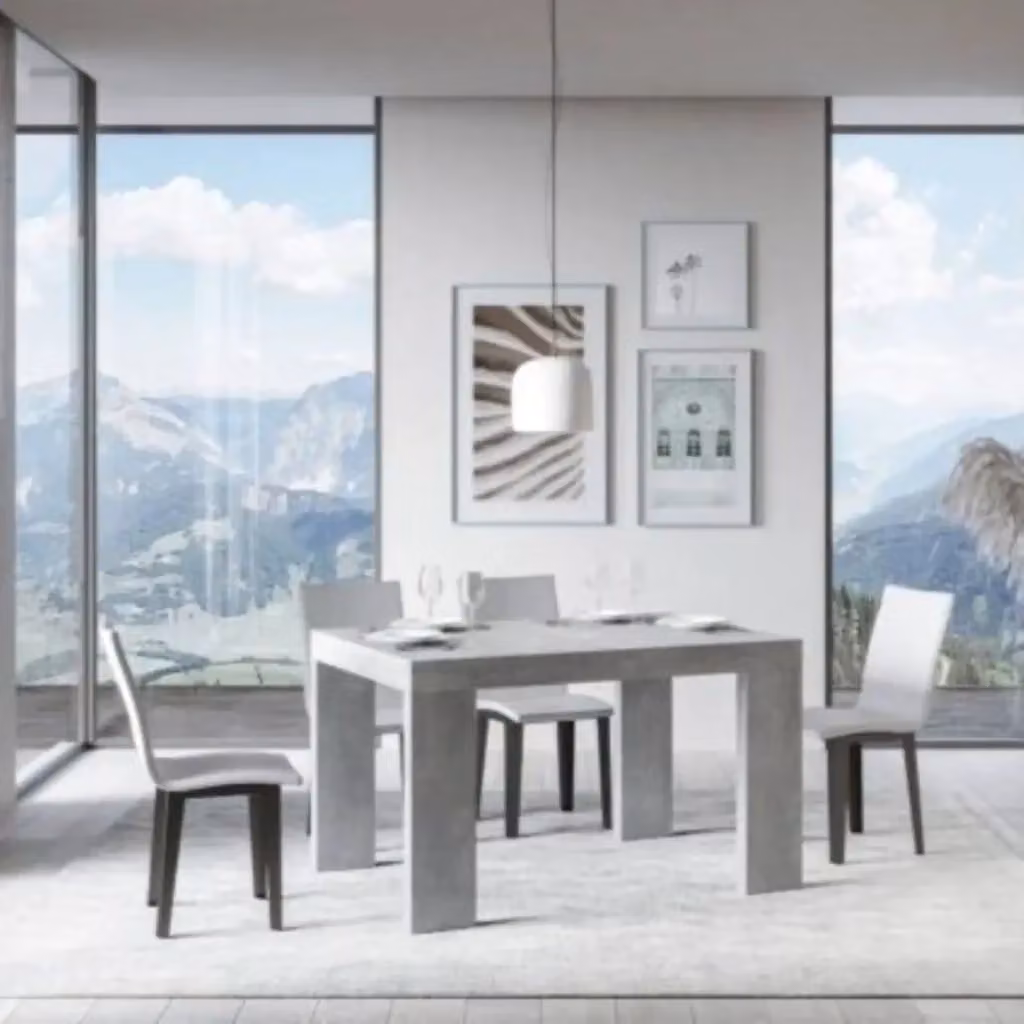 Tavolo allungabile moderno Roxell colore grigio con piano in laminato MDF e struttura telescopica L: 130-390 cm, P: 90 cm – 2