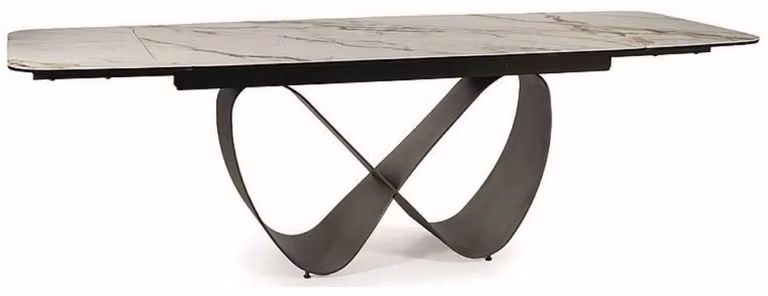 Casa Padrino tavolo da pranzo bianco / marrone / nero opaco 160-240 x 95 x h. 76 cm - Tavolo da cucina allungabile con piano in vetro temperato ceramico - Mobili per la sala da pranzo - Mobili