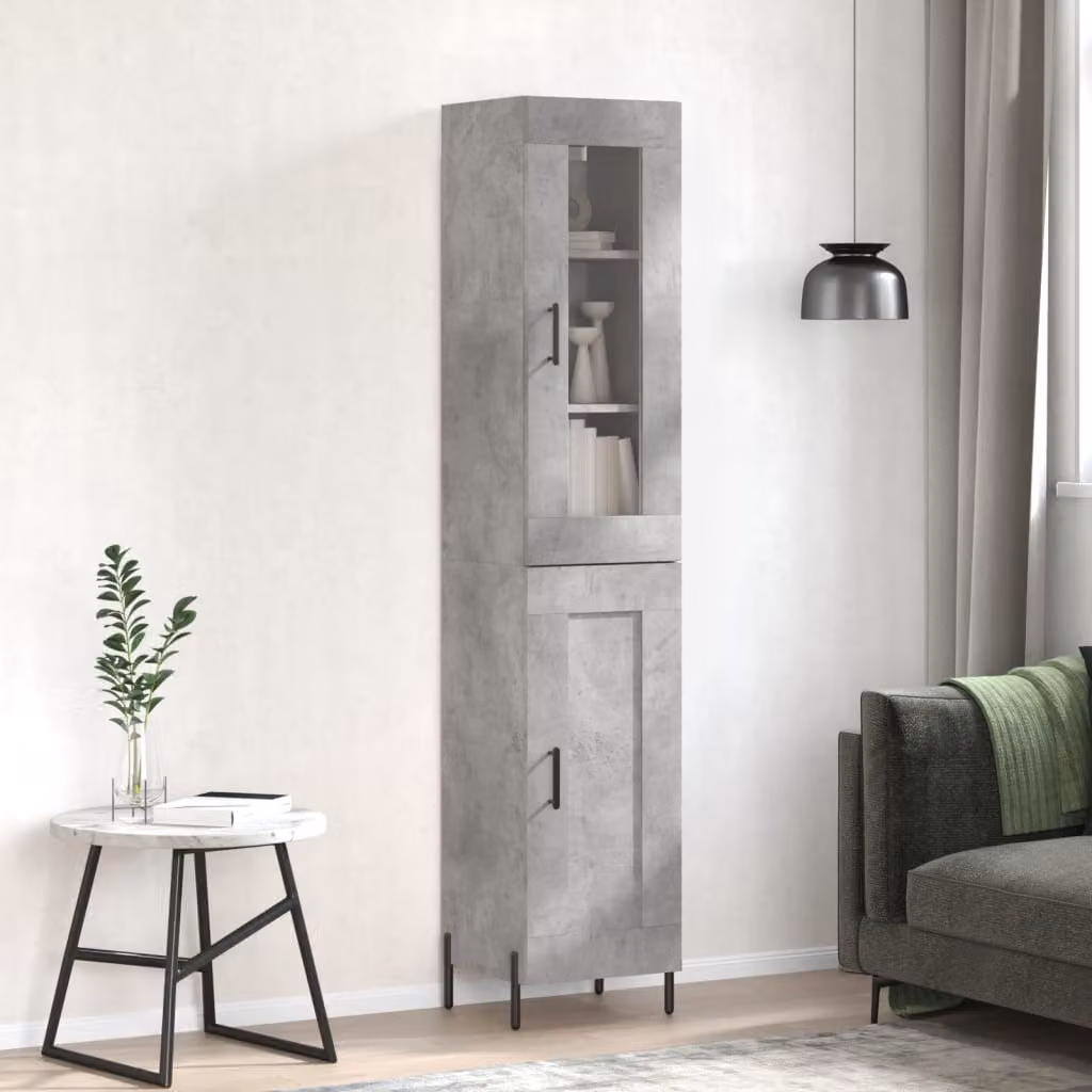 Credenza moderna vidaXL in legno e metallo, Grigio, L: 34,5 cm, P: 34 cm, H: 180 cm