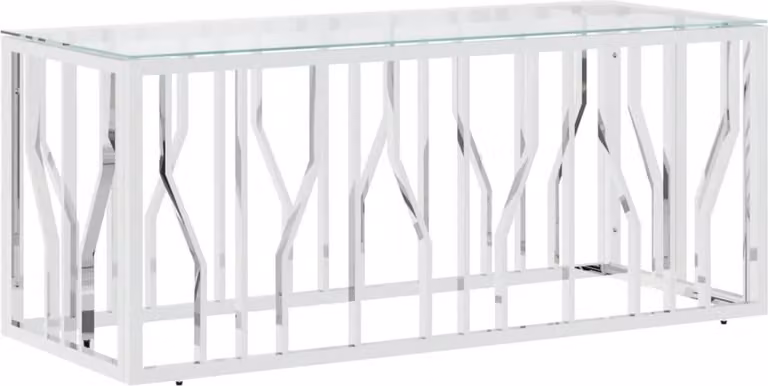 Tavolino da Salotto 110x45x45 cm in Acciaio Inox e Vetro
