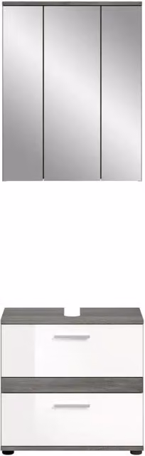 Set di mobili da bagno WILLIAM – Grigio scuro e bianco – 60x191x34 cm