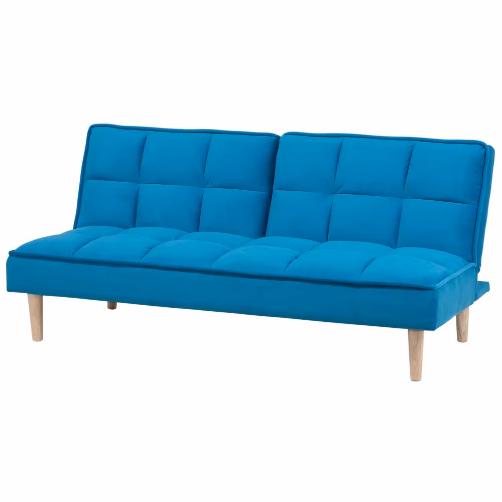 Divano Letto Beliani 3 Posti in Velluto Turchese con Sistema Click Clack e Poggiatesta Regolabile Stile Moderno – 2