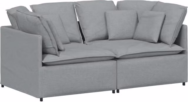 Divano | Divano da soggiorno | Sofa Modulare con Cuscini in Tessuto Grigio Chiaro