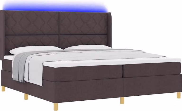 Letto a molle con materasso Marrone 200 x 200 cm Tessuto