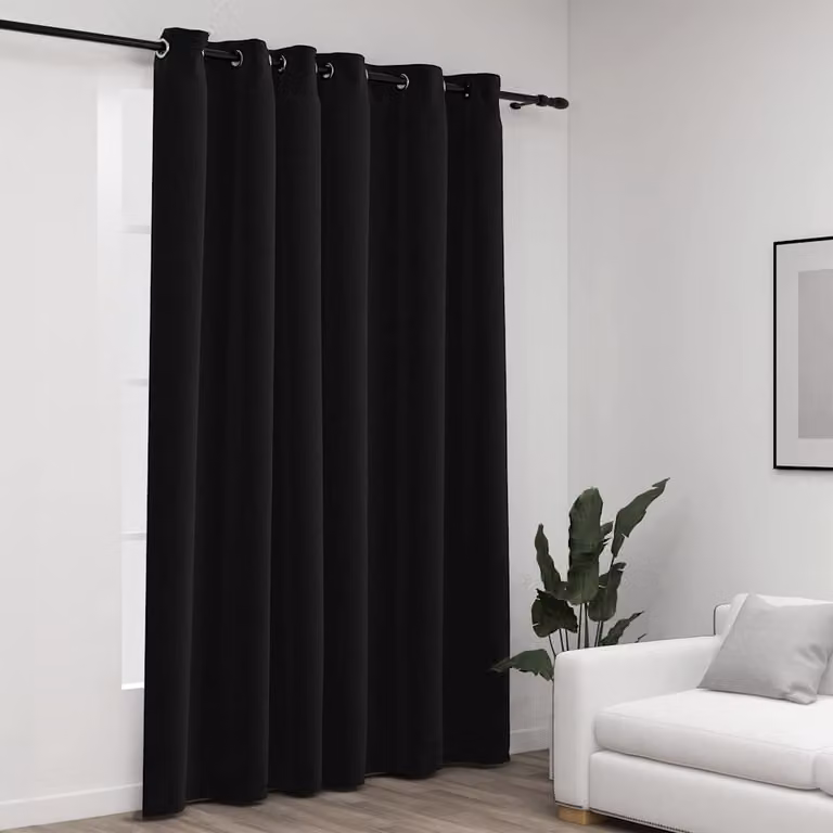 Tende Oscuranti vidaXL con Effetto Lino e Occhielli, Colore Antracite, L: 290 cm, H: 245 cm