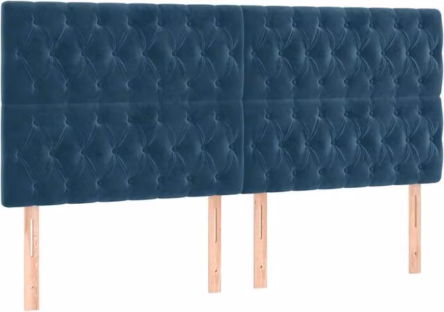 Testiera in velluto blu scuro con pannello imbottito L: 200 cm, P: 7 cm, H: 118-128 cm