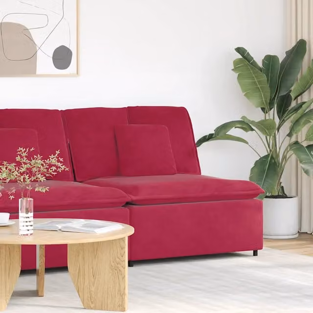 Modulo Centrale di Divano Modulare vidaXL con Cuscini Rosso, L: 100 cm, P: 64 cm, H: 100 cm
