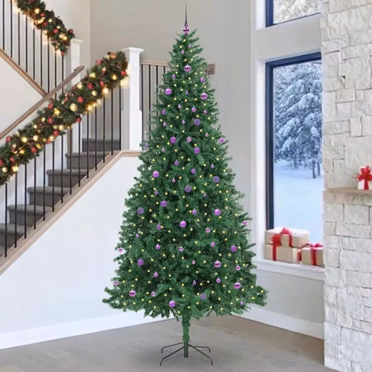Albero di Natale artificiale moderno vidaXL verde con 300 LED luce bianca calda e struttura in metallo, PVC e plastica, Altezza: 300 cm