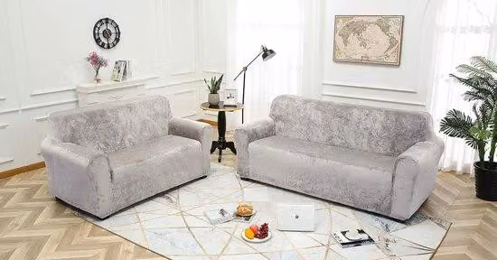 Coperta antiscivolo in tessuto fluorocarbonico per mobili, coperta moderna in peluche per mobili, monoposto, grigio chiaro
