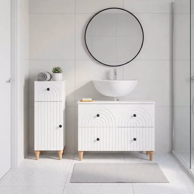 Set di Armadi da Bagno da 2 Pezzi ALKMAAR Bianco Lucido 3417670