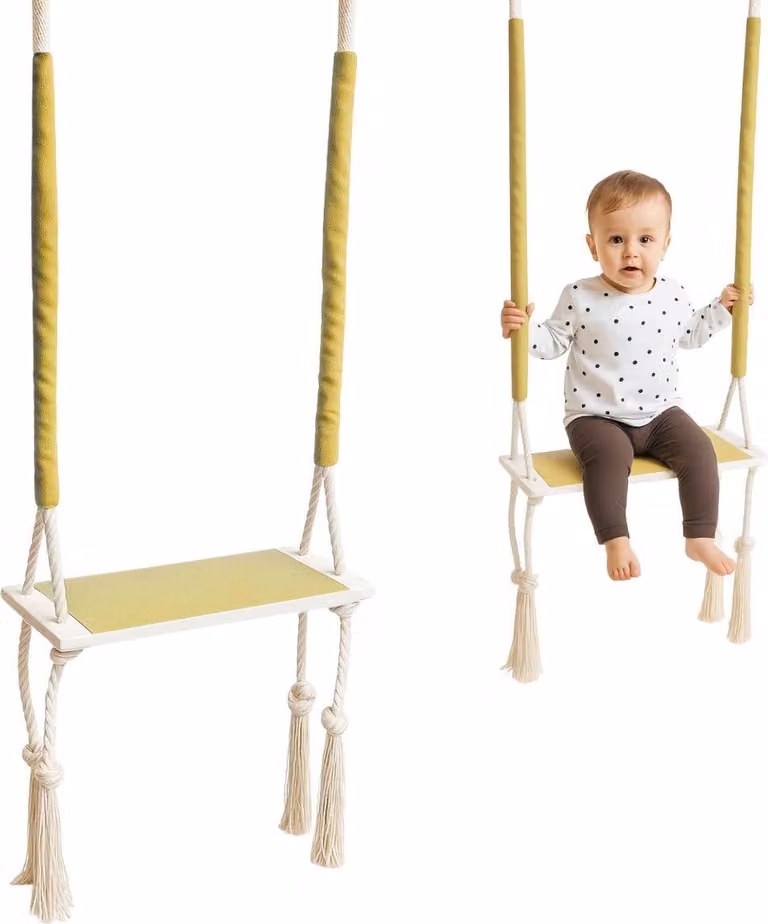 Corda sospesa | altalena per bambini | altalena in legno | altalena per bambini | dondolo con cuscino in spugna