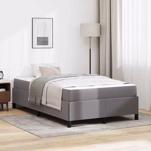 Letto matrimoniale moderno vidaXL con materasso a molle in tessuto grigio L/P/H: 200 x 120 x 55 cm