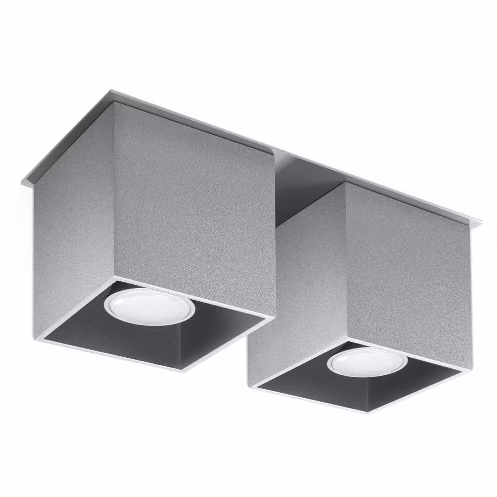 Lampada da soffitto QUAD 2 grigio 2xGU10 10W alluminio 12x11x26cm Sollux Lighting