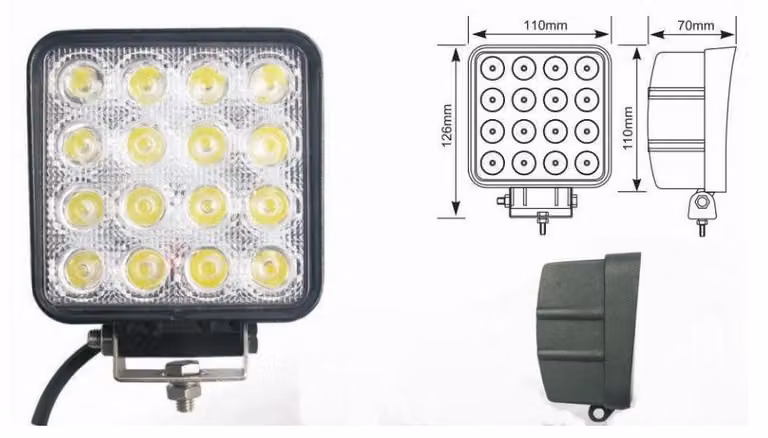 Faro alogeno a LED universale da 48 W / lampada da lavoro 12–24 V con illuminazione spot direzionale per auto, fuoristrada, autobus, furgoni e camion