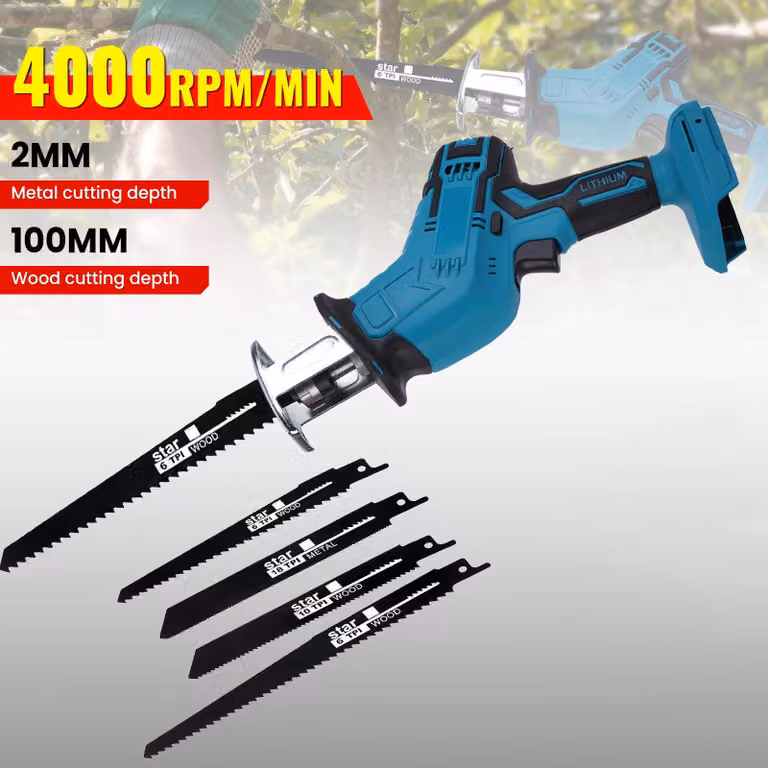 Troncatrice a batteria - Seghetto elettrico - 100 mm - 3000 giri/min - Velocità variabile - Adatta per metallo e legno - 18 V - Senza batteria