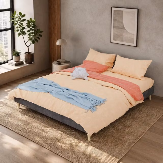 Letto matrimoniale 160x200 cm grigio in velluto olandese con struttura metallica