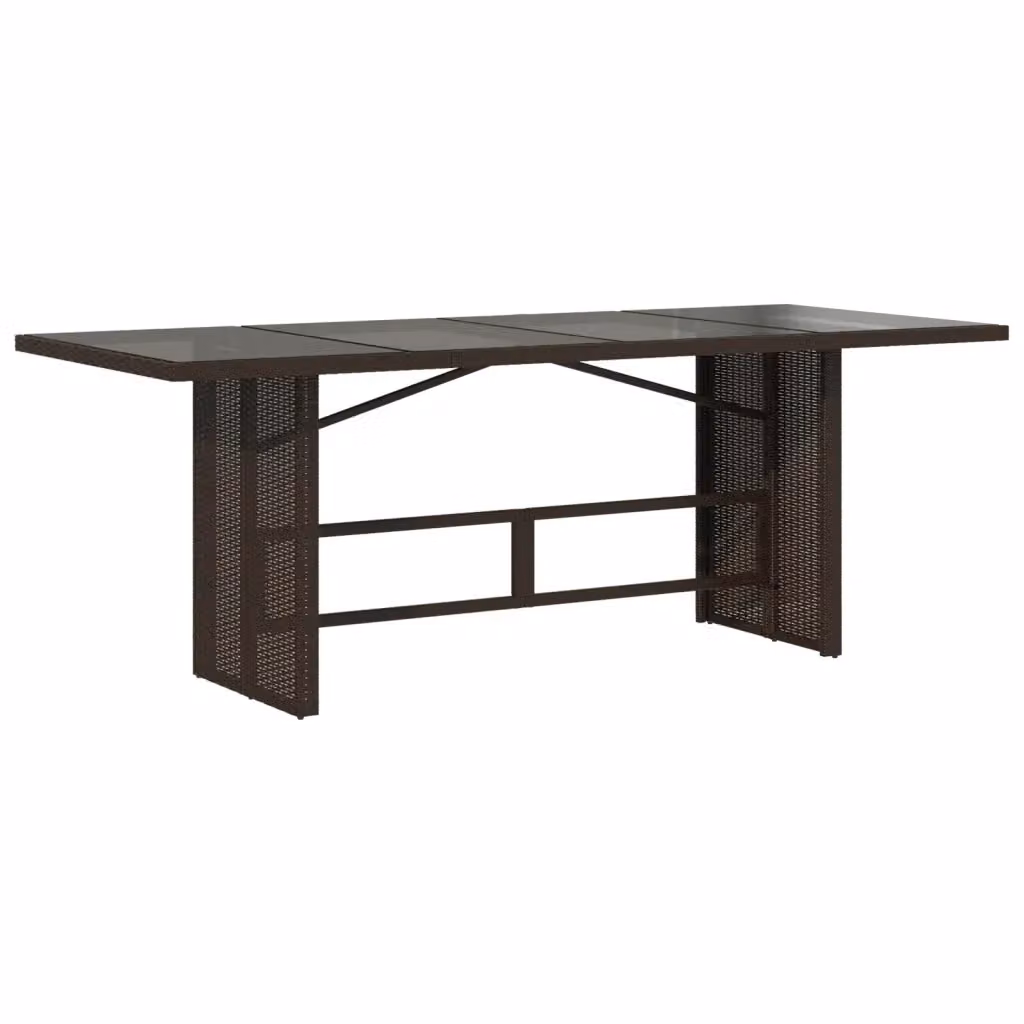 Tavolo da giardino rettangolare vidaXL in polyrattan marrone con piano in vetro L: 190 cm, P: 80 cm, H: 75 cm – 2
