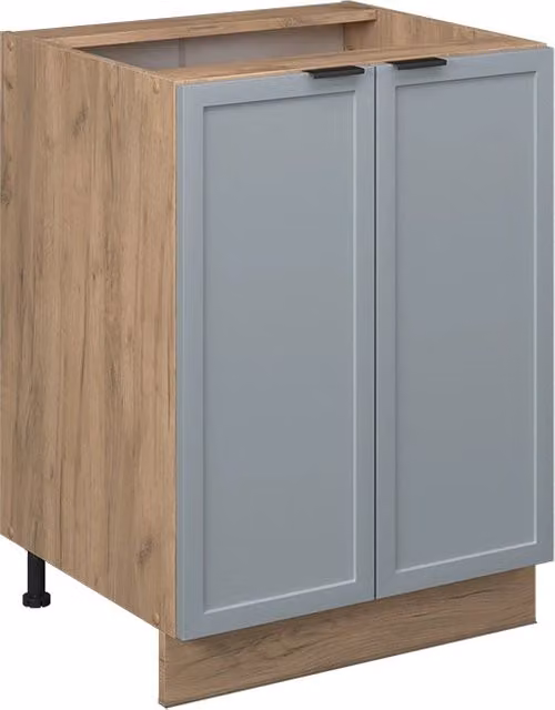 Mobiletto base cucina Vicco Fame-Line Blu-grigio chiaro e Rovere dorato con ante a battente, L: 60 cm