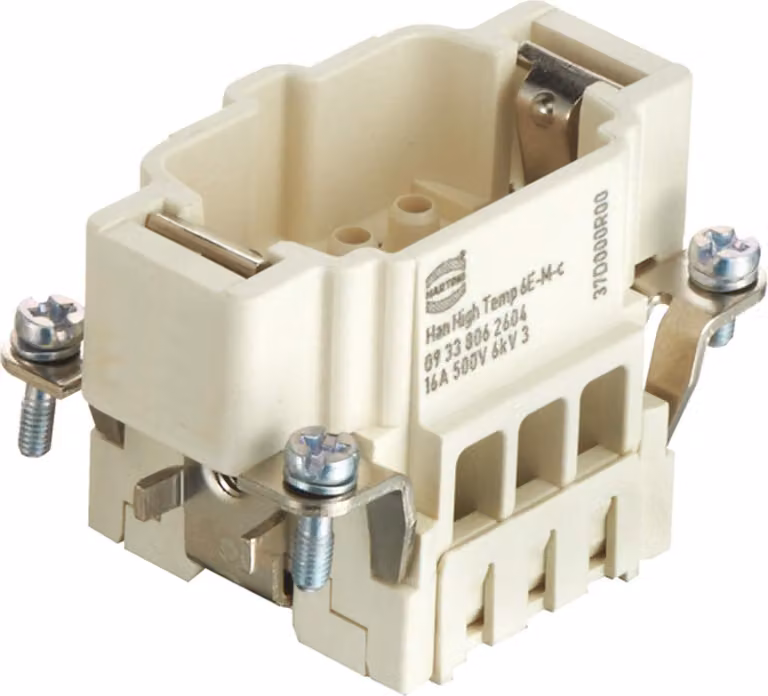 HARTING Han High Temp 6E inserto maschio (M) connettore a crimpare, 6 poli + PE 500 V, 16 A - 1 pezzo